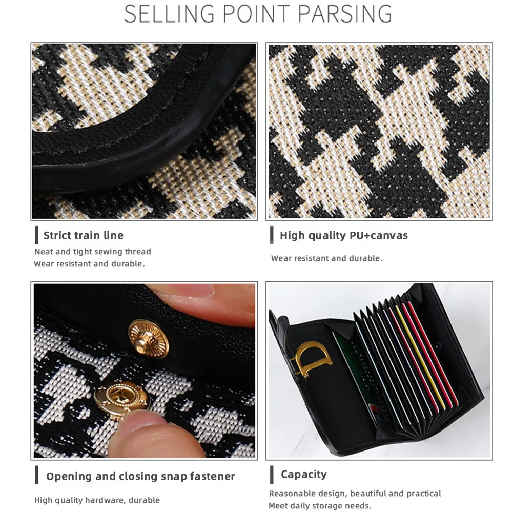 2023 New Retro Fashion Contrast Folding R Lines Printed Short  Small Bag Luxury Femaler Card Holder Coin Purse