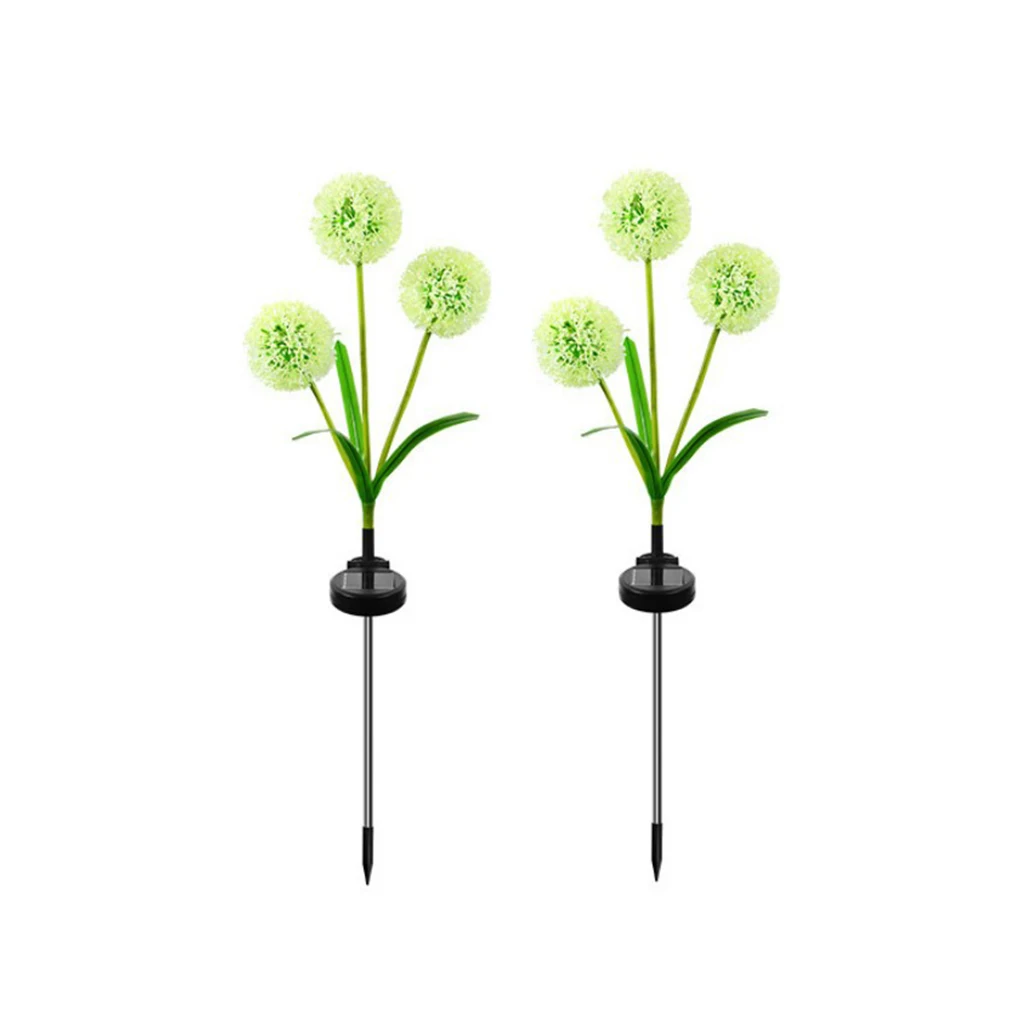 

2 Pieces Solar Lights Garden Flower 3 Heads Lamp Landscape Lighting