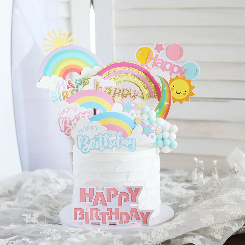 

Cake Topper Rainbow Cloud Balloon Birthday Cake Topper Kids Flags Decor Rainbow Cake Decorating Girl Favors Baby Shower Supplies