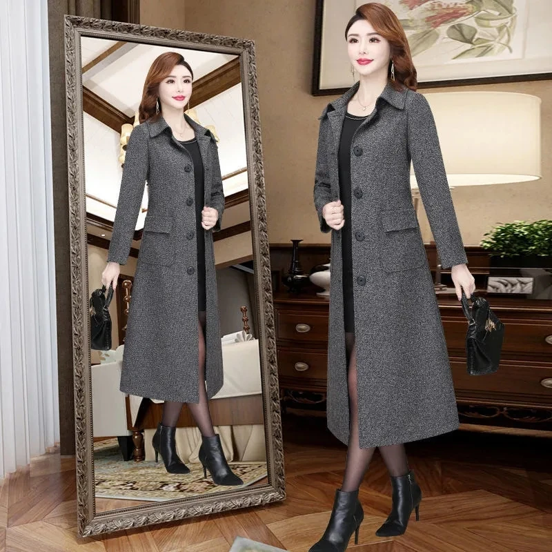 Высококачественная модная женская ветровка новое осенне-зимнее длинное пальто