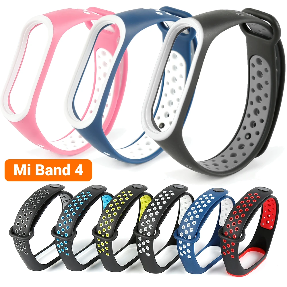 Silicone Strap for Xiaomi Miband 4 Wristband Dual Color Sports Band Breathable Replacement Xiaomi Band Straps for Mi Band 4