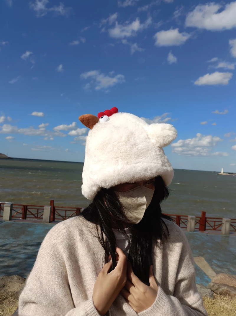 Милая персональная забавная куриная шапка утолщенная плюшевая высокой