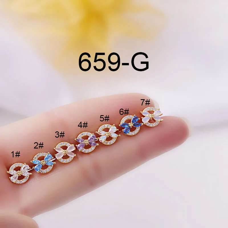 

New Spring Multicolor Butterfly Shape Cz 20G Stainless Steel Cartilage Piercing Gold Conch Tragus Helix Snug Screw Back Earring