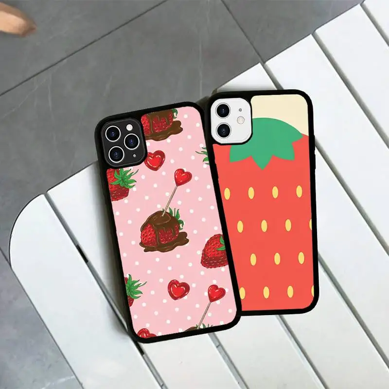 

Fruit food strawberry Phone Case Silicone PC+TPU Case for iPhone 11 12 13 Pro Max 8 7 6 Plus X SE XR Hard Fundas