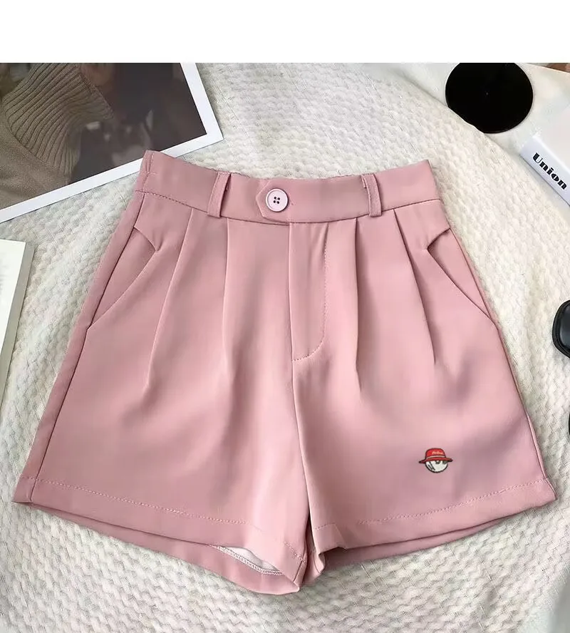 Women's 2023 Summer New Casual Semi-elastic High-waisted Wide-leg Pants M-5xl Golf Embroidered Women Shorts