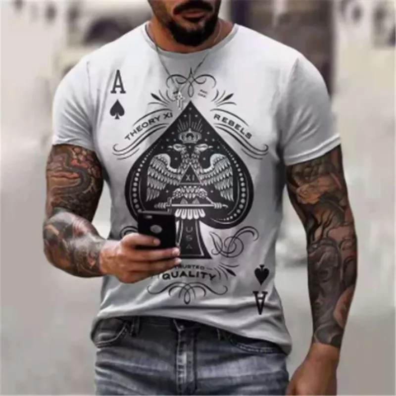 

NEW2023 2021 new summer T-shirt men and women high quality T-shirt playing cards 3d printing simple style cross pattern