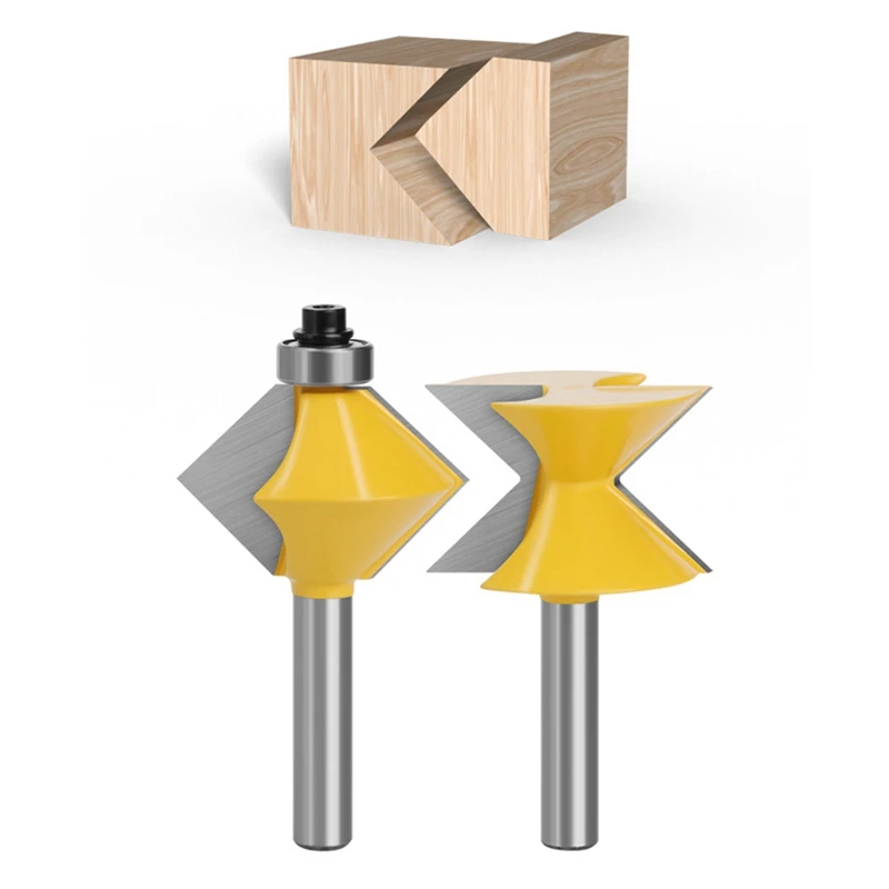 2 шт. 8 мм хвостовик 90 градусов V дизайн Tingue канавка кромкооблицовочные фрезы Набор