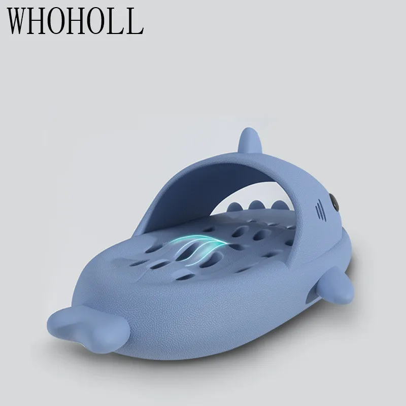 Man Women Cartoon Shark Slipper Bathroom Adult Couples Non Slip Bathroom Hollow Out Slippers Indoor Home Funny Slides Sandals