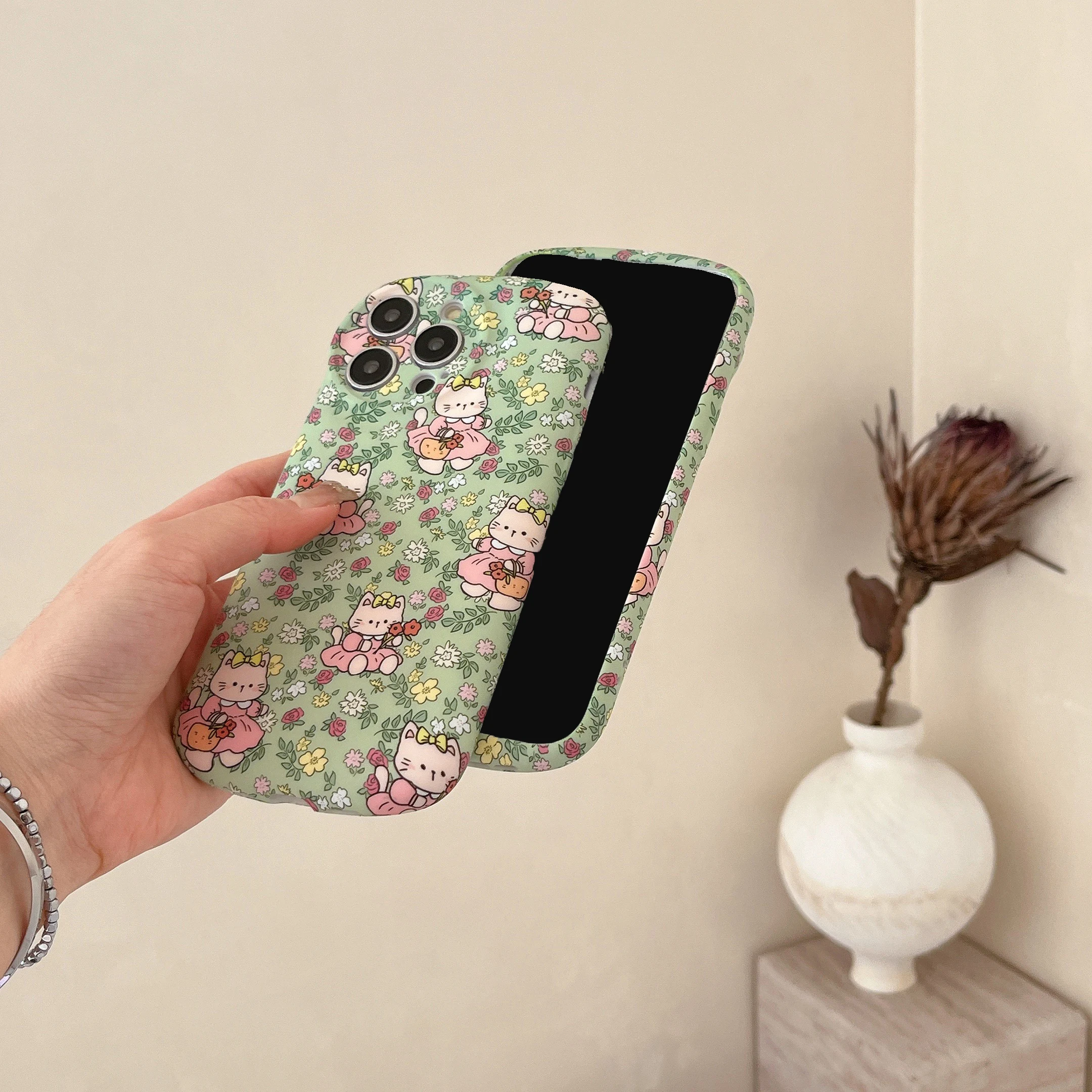 Капсульный полноэкранный чехол для телефона с изображением котенка и цветка iPhone