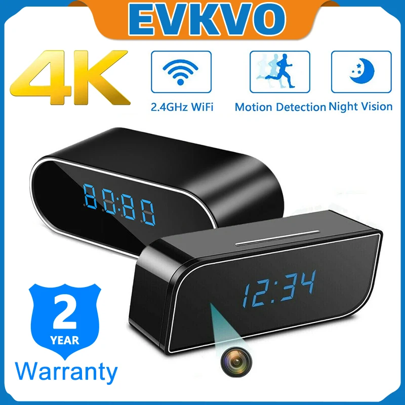 

HD 4K 1080P Digital Clock Video Camera WIFI ip Cam Night Vision Alarm Security P2P Surveillance Camcorder Remote View Recorder