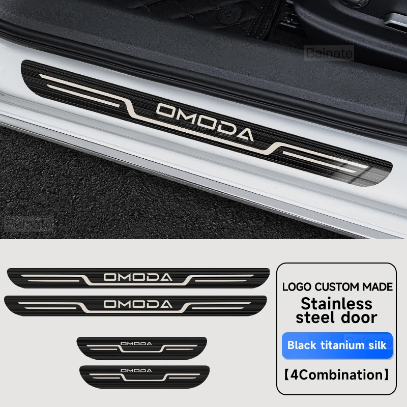 

4 шт. для Chery Omoda C5 5 E5 2022-2024, наклейка на порог, накладка на порог, защита из нержавеющей стали, наклейка на педаль удара, автомобильные аксессуары
