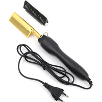 2 in 1 hot comb straightener electric hair straightening brush wet dry straightening iron hair curler women heating comb