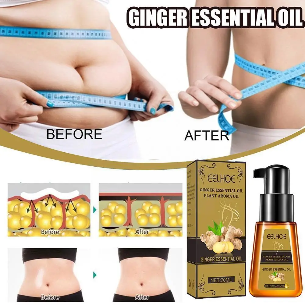 

70ml Ginger Slimming Essential Oils Belly Button Stomach Leg Fat BurnThin Beauty Waist Oil Massage Health Slim Firm Massage S1U4