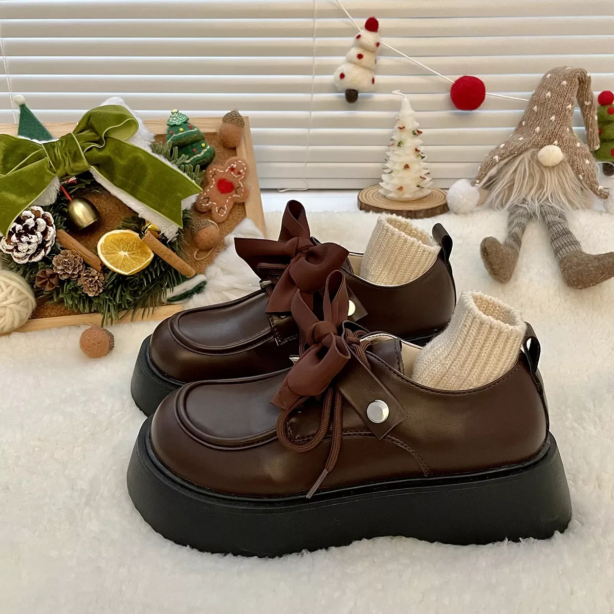 

NEW 2023 in Lolita Shoes Cute Bow Boots Chunky platform shoes College girls Retro Mary Janes shoes Japanese JK shoes Women Shoes