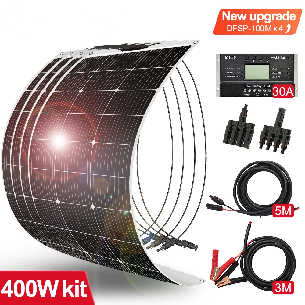 

18 в/16 в 100 Вт 200 Вт 400 Вт гибкие НАБОРЫ солнечных панелей для автомобиля/дома, водонепроницаемые монокристаллические солнечные батареи, китай...