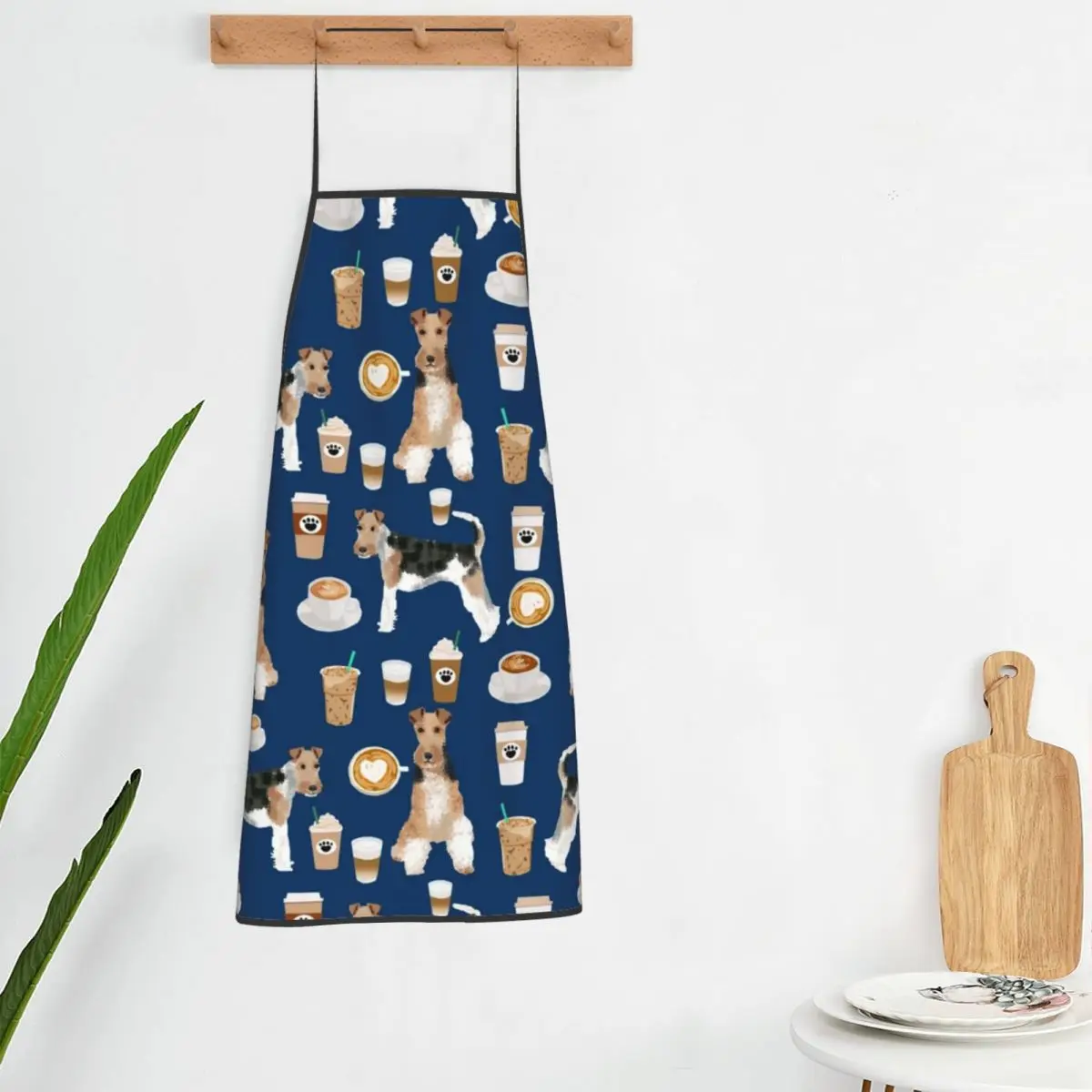 

Фартук с изображением лисы-терьера, модные кухонные аксессуары для приготовления пищи с символами собак, без карманов
