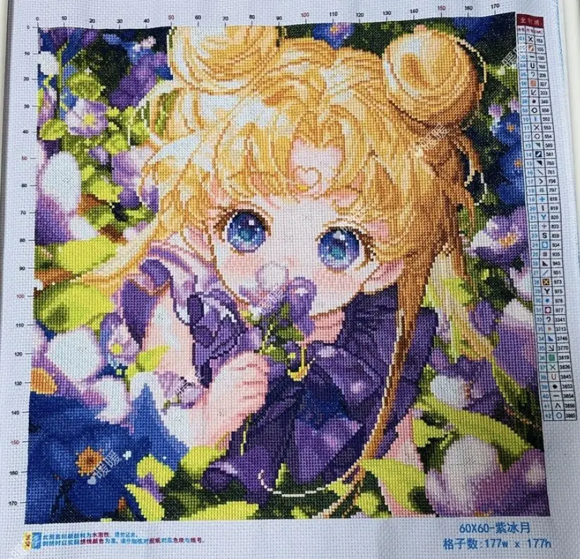 

Набор для вышивки крестиком с изображением милой девочки и цветов в китайском стиле