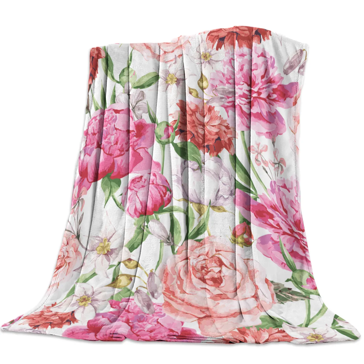 

Cushion Warm Throws on Sofa Bed Home Bedspread Travel Fleece Blanket King Size Flannel Throw Blankets Red Rose Romantic Blanket