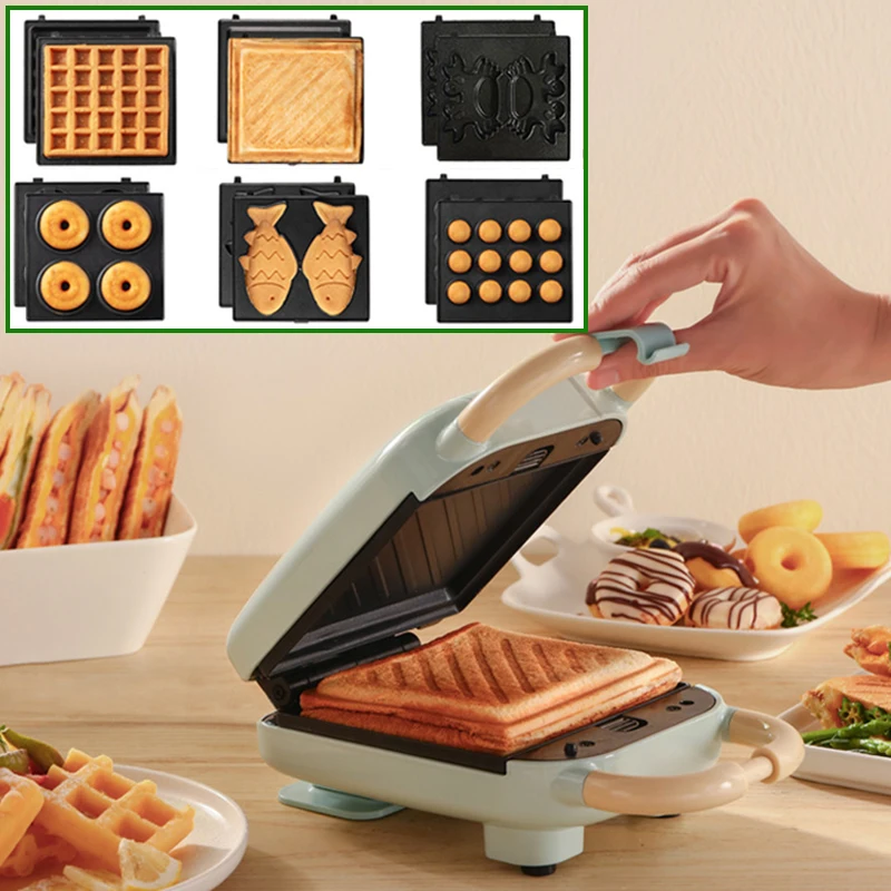 VEVOR Silver Stainless Steel Waffle Maker, 1400W, Removable Drip Tray, Non-Stick, Flippable, Round Shape