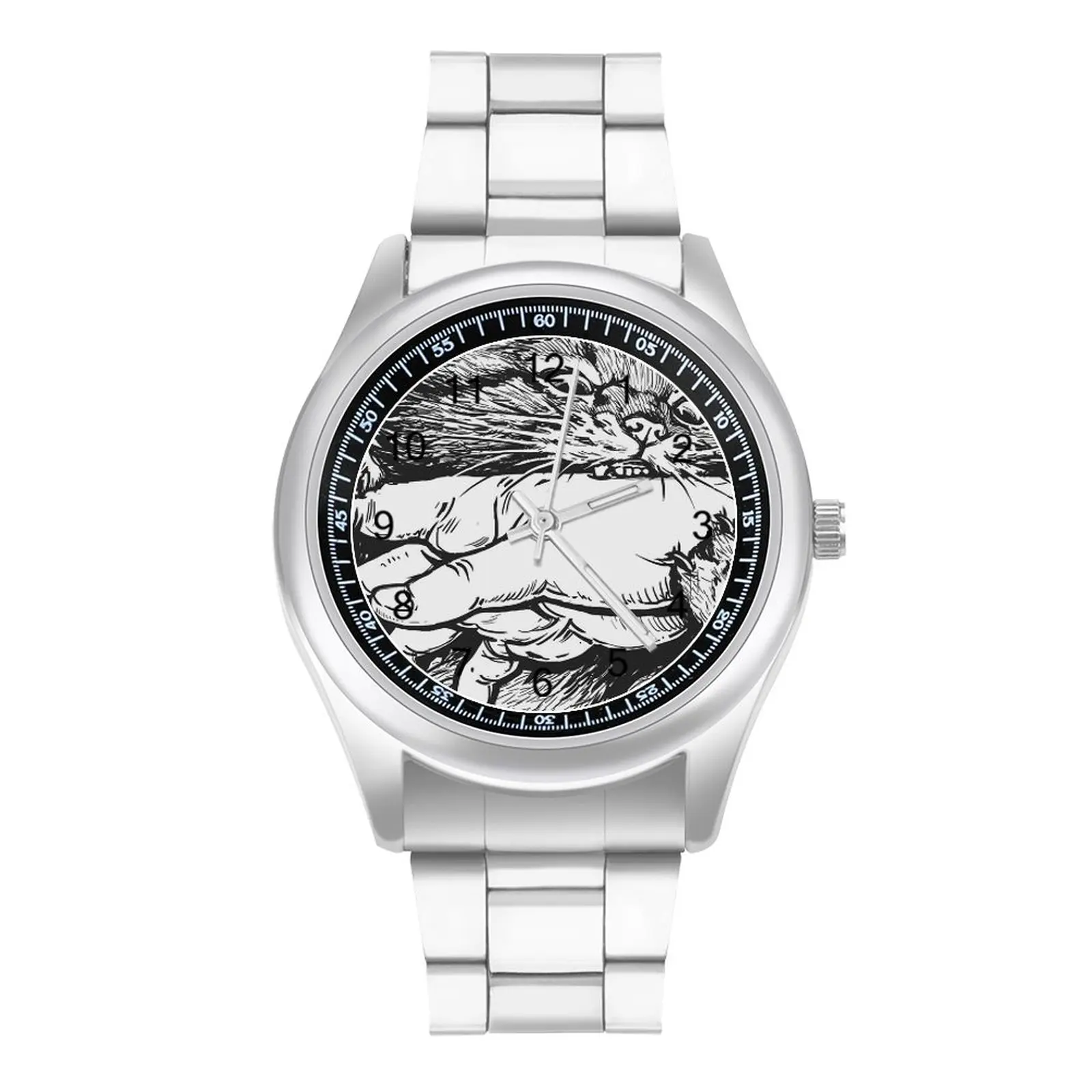 

Mega Bite Crazy Cat Quartz Watch Black White New Cool Wrist Watch Stainless Girl Office Design Wristwatch