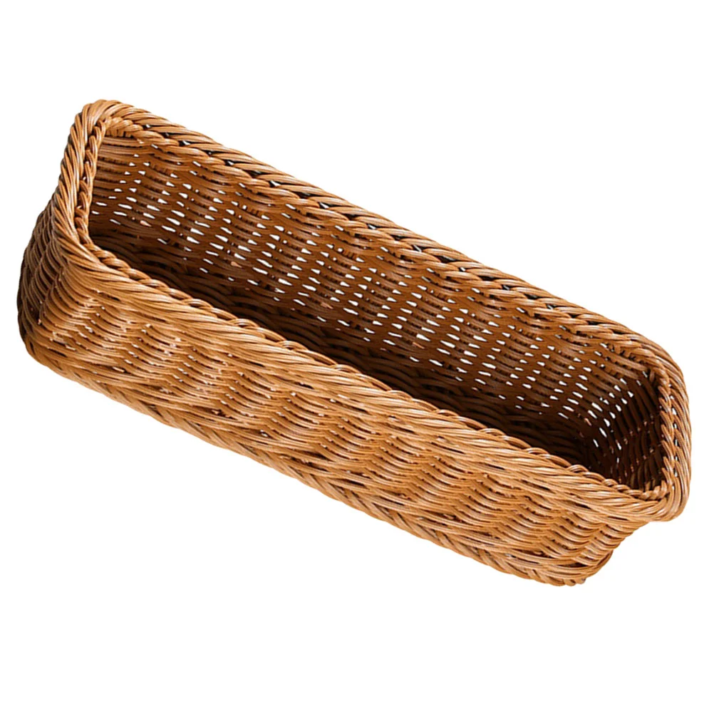 

Plastic Storage Basket Woven Baskets Tray Fruit Food Tabletop Sundry Cutlery Organizer