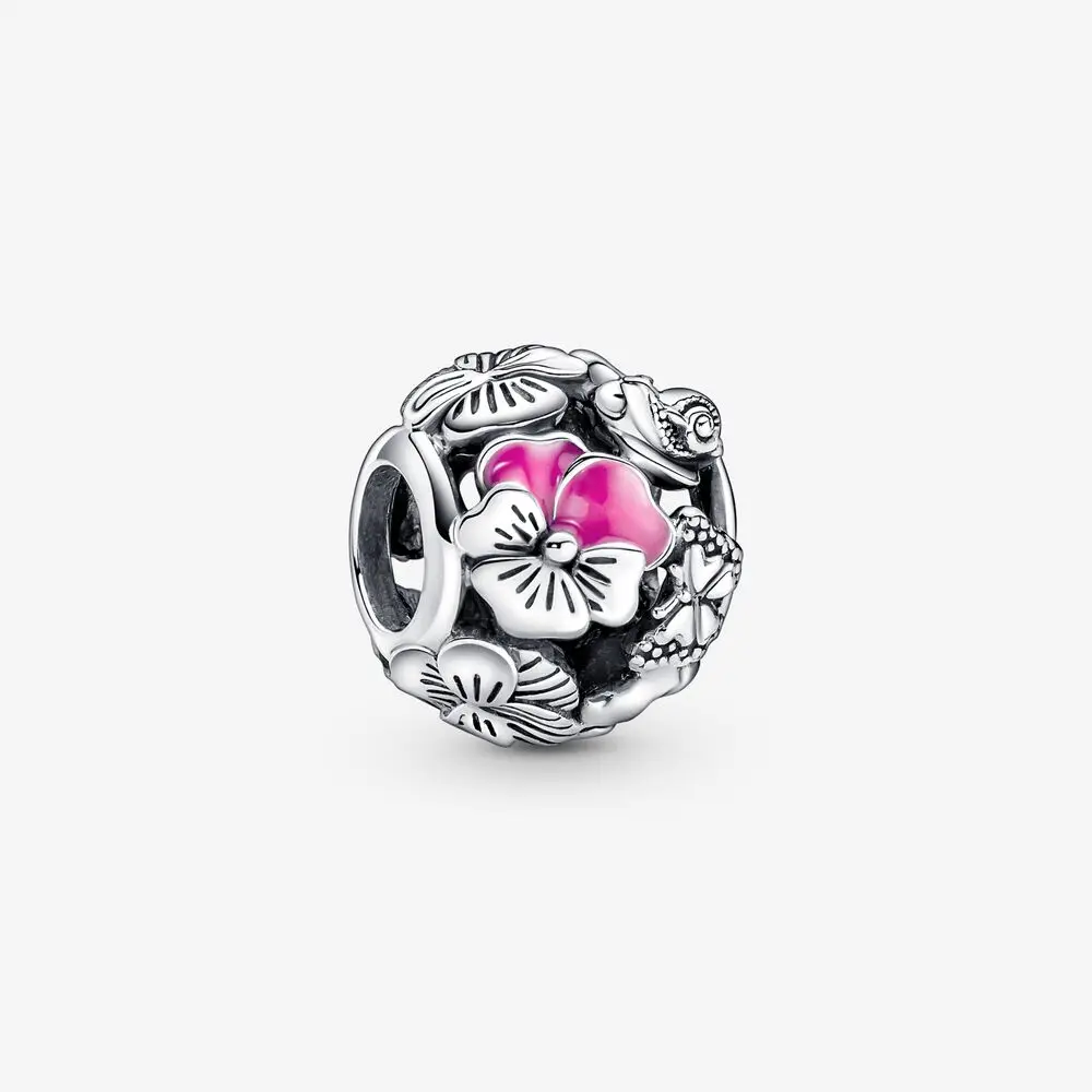 

2022 New Arrival 925 Sterling Silver Pansy Flower Friends Charm Beads Fits Europe Bracelet DIY Jewelry Making Accessories