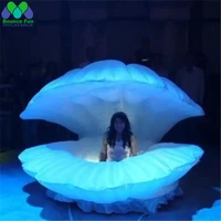 2m 3m white inflatable shell with led lights and blower for wedding or music party event stage decoration