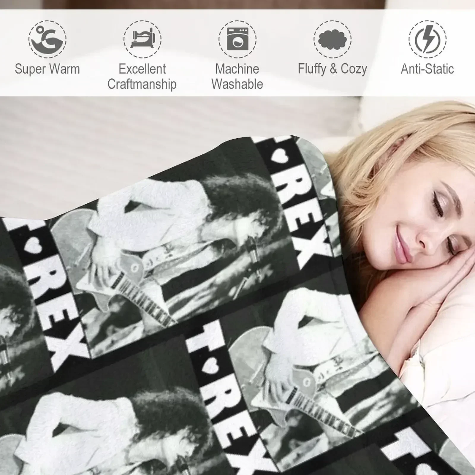 T Rex - Одеяло Marc Bolan Постельное белье Винтажная кровать Модные утяжеленные одеяла