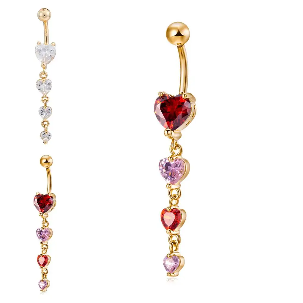 Кулон в форме сердца циркониевые пупки пупка кольца из нержавеющей стали