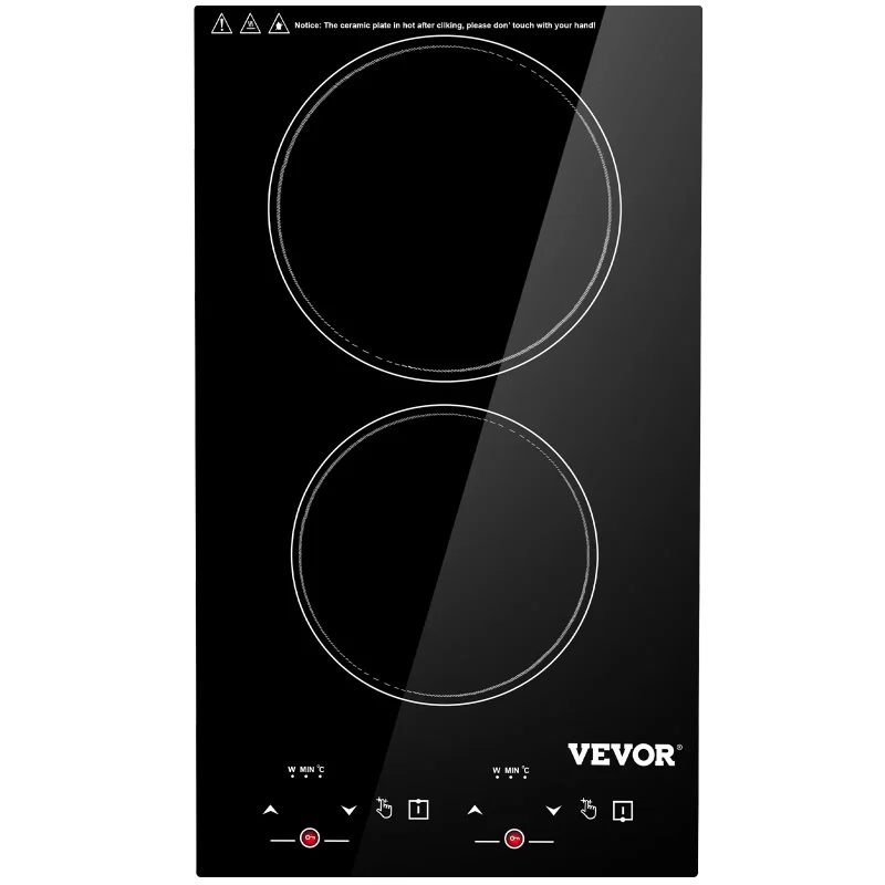 

2300W 110V Ceramic Glass Electric Stove Top with Sensor Touch Control Induction Cooktop, 11 inch 2 Burners, Black