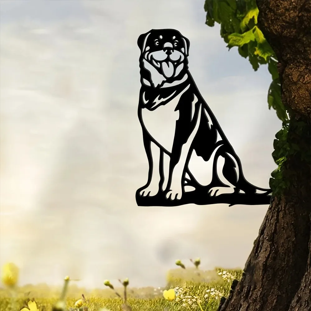 1 Шт. Металлический Ротвейлер Силуэт Щенка Собака Вырез Сельская Местность
