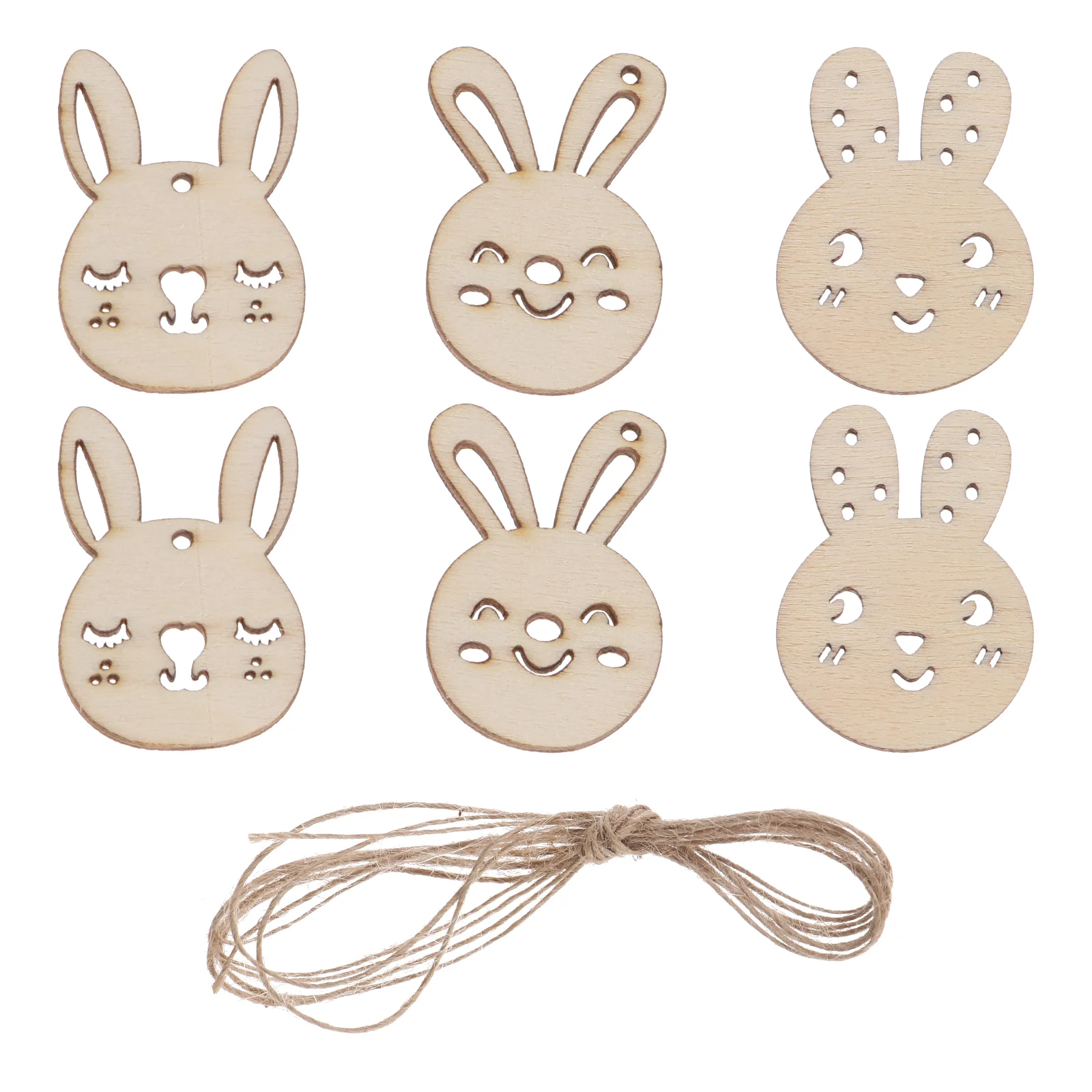 

50pcs Tree Hanging Bunny Egg Shape Cutouts Pendants Bunny Cutout Rabbit Ornaments