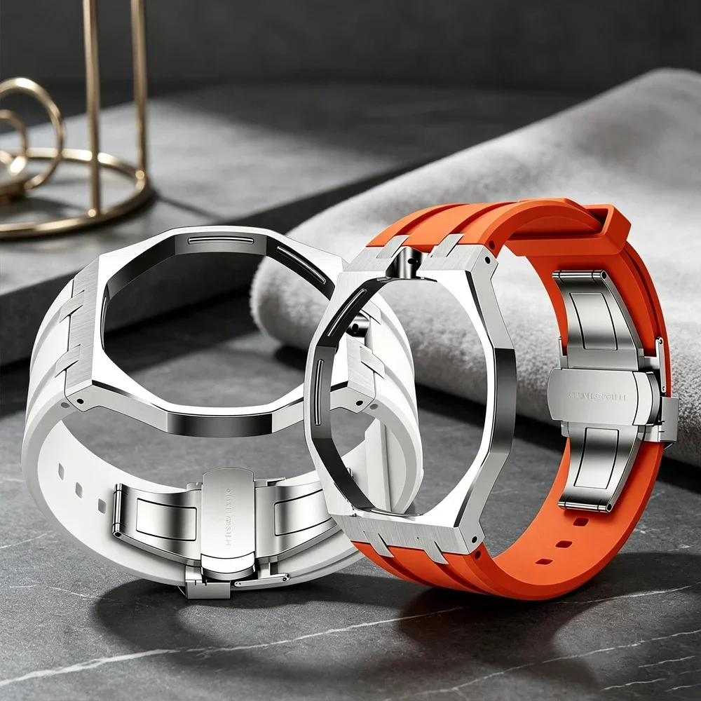 Фото Комплект для модификации карманных часов Swatch AP Royal POP: металлический корпус 2-в-1 + силиконовый ремешок, превращающий их в наручные часы, с дышащим резиновым браслетом. №5
