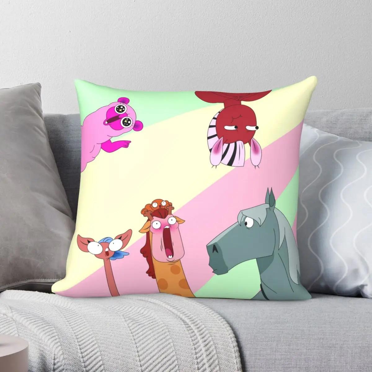 

Happy Centaurworld Family Pillowcase Polyester Linen Velvet Printed Zip Decor Bed Cushion Case