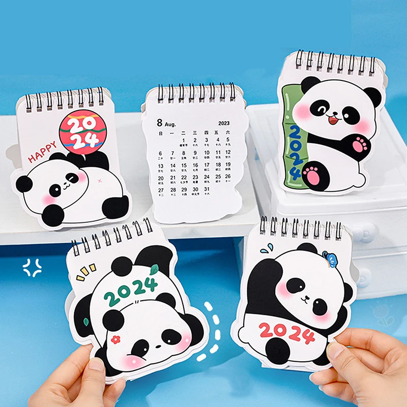 

2024 милый мини-календарь с мультипликационным рисунком панды, настольный декор, креативный календарь, ежедневник, планировщик, органайзер для расписания на год, подарки