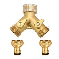 34 inch 2 way hose splitter brass y valve garden tap connector with 2 x34 inch brass water tap outside tap kit