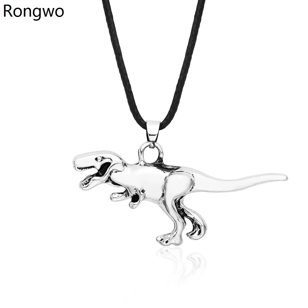 

Rongwo Silver Color Overlord Dragon Pendant Necklace 3D Double-sided Retro Quality Dinosaur Jewelry Accessory Gift for Boys