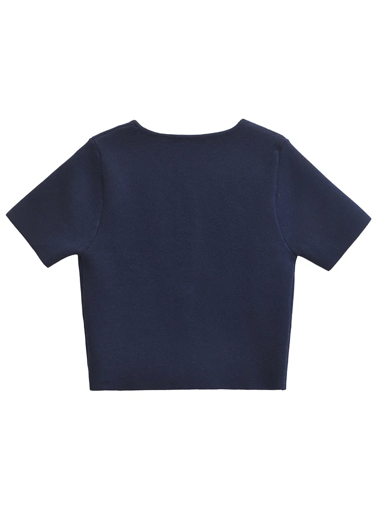 Женский винтажный кардиган на пуговицах с круглым вырезом и коротким рукавом