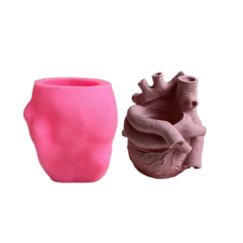 

MXME Flower Pot Molds Heart Vessel Succulent Planter Silicone Molds Epoxy Resin Clay Cement Mould Candle Holder Mold Storage