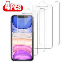 4pcs protective glass on for iphone 13 11 12 pro x xs max xr screen protector tempered glass for iphone 5 6s 7 8 plus glass film