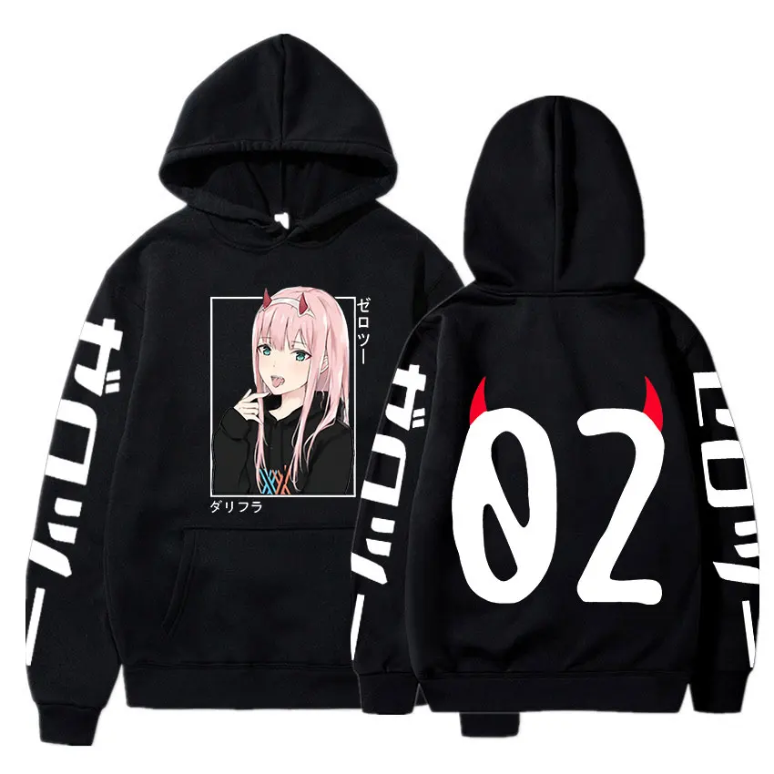 

Anime Darling In The Franxx Zero Two Hoodies Harajuku Casual Streetwear Graphic Print Oversized Sweatshirts Unisex Tracksuit