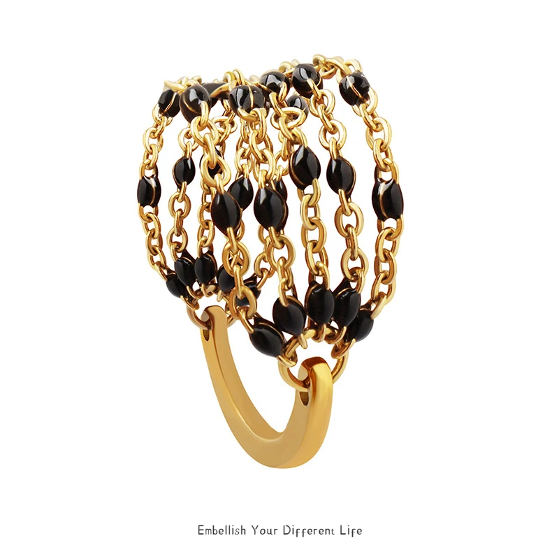 

WEITING Vintage Indian Style Multi-chain Finger Dripping Oil Multi-layer Ring for Women Stainless Steel Jewelry Accessories Gift