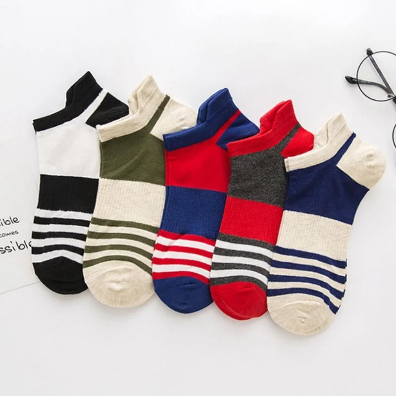 5 Pair Cotton Men Boat Socks Couples Comfortable Funny Casual Male Street Style Ankle Socks Summer Sports Travel Short Sokken