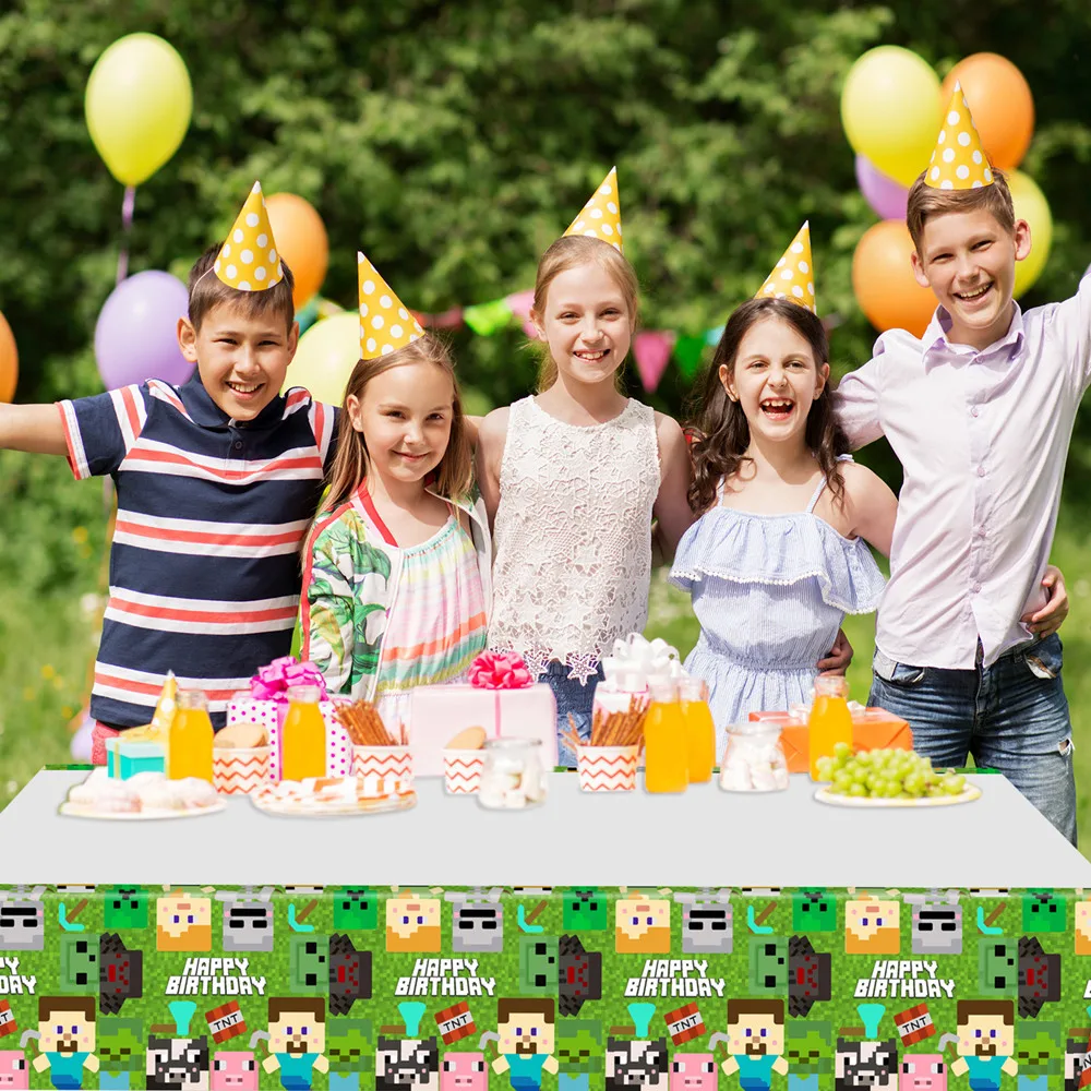 Товары для вечеринки скатерть детей одноразовый чехол стола в стиле пикселя