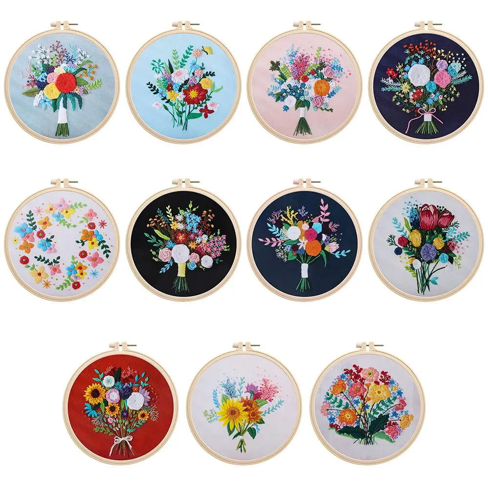 

Multi-Color Painting Handmade Home Decoration Flower Patterns Embroidery Starter Kit Cross Stitch Needlework