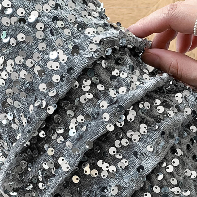 Осенняя Вельветовая юбка-годе с блестками длинные юбки элегантные из плюша до