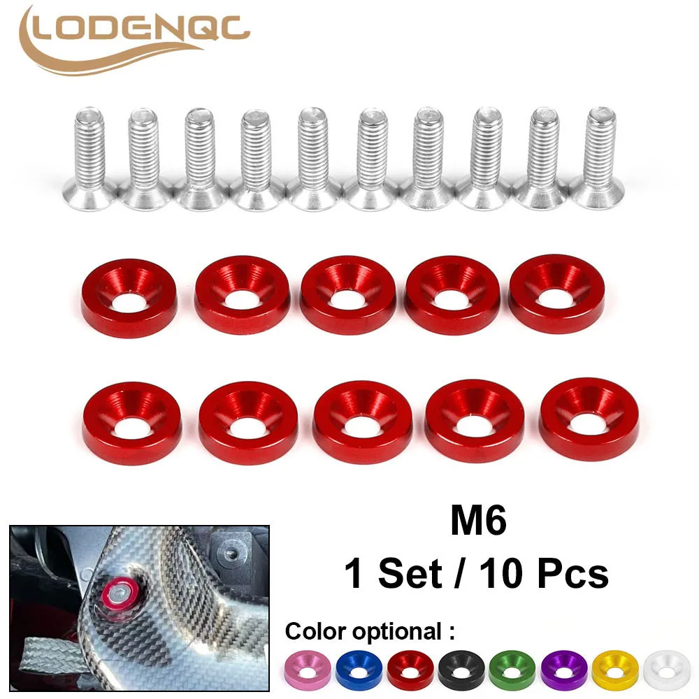 

10 шт. M6 JDM модифицированные автомобильные лампы, брызговик, Омыватель, бампер двигателя, вогнутые винты, брызговик, Алюминиевый автомобильны...