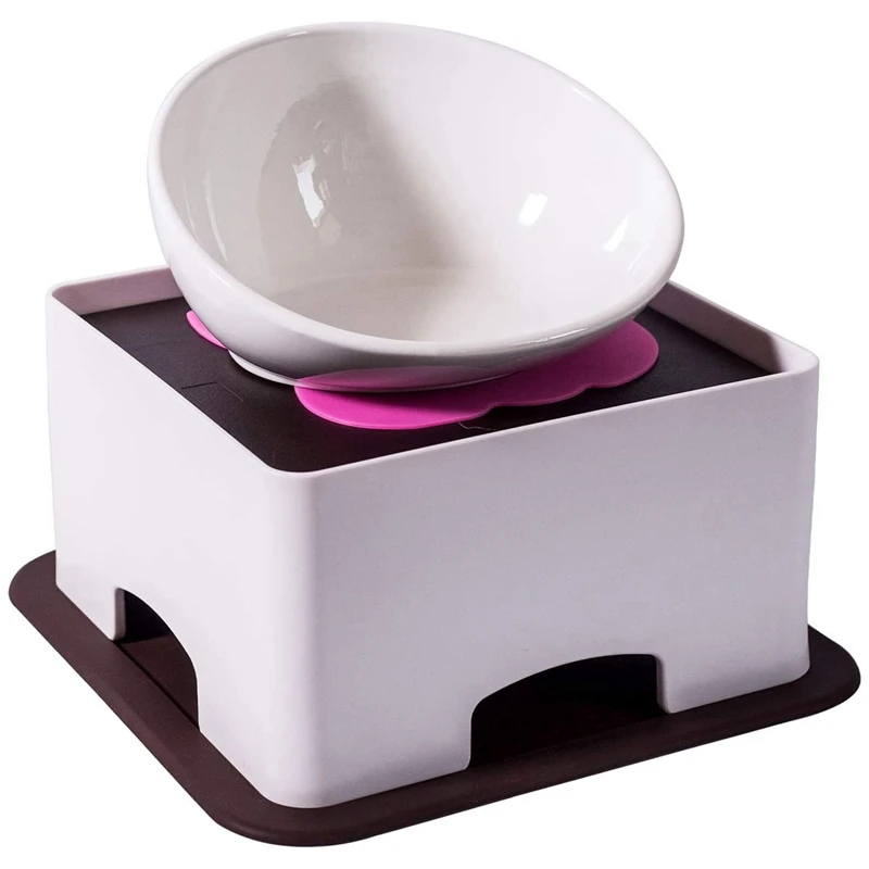 

Raised Ceramic Dog Feeding Bowl, Elevated Dog Bowls Set Anti-Slip for Small Medium Dogs and Cats,White