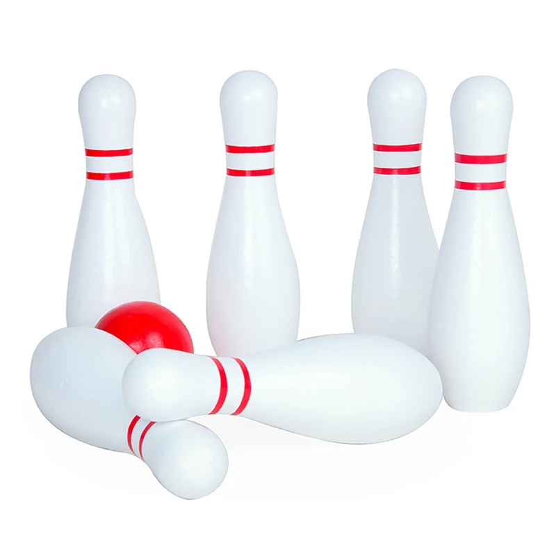 

Bowling Balls Set 18cm Wooden Skittle Ball Indoor Bowling Game with 6 Bowling Pins for Kids Adults Christmas Gift