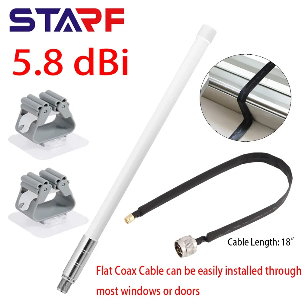 

Helium Hotspot 5.8 DBi Fibreglass Omni Antenna Aerial 860-930MHz With 50cm Flat-Window Door Feed Thru Coaxial Cable & Holders